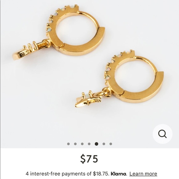 Starry Night Mini Gold Opal Hoops Earrings Huggies - Picture 12 of 16